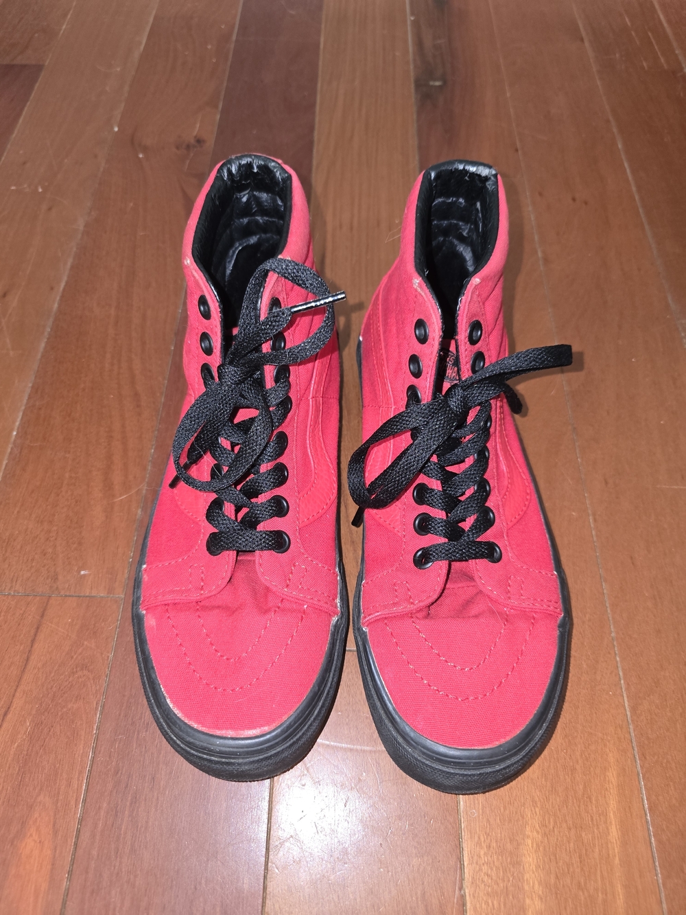 Vans High-Top Sneakers in Red and Black